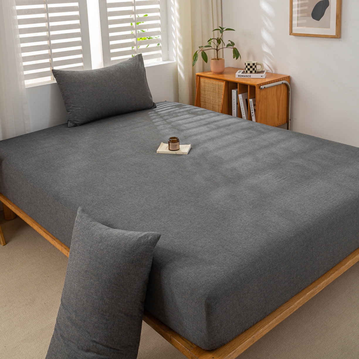 91家纺网 家纺一手货源 找家纺 恋人优选 2026新款全棉纯棉水洗棉单床笠床笠单件 深灰