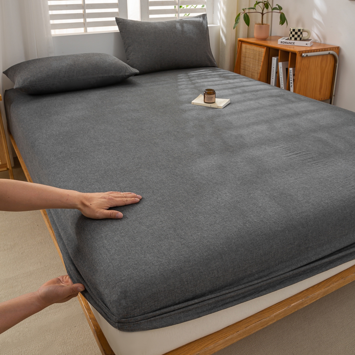 91家纺网 家纺一手货源 找家纺 恋人优选 2026新款全棉纯棉水洗棉单床笠床笠单件 深灰