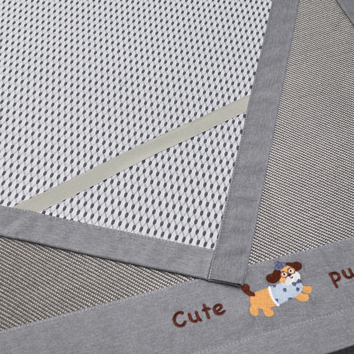 91家纺网 家纺一手货源 找家纺 倾慕家纺 2026新款A类刺绣冰藤席--床席款 刺绣小狗灰色床席款