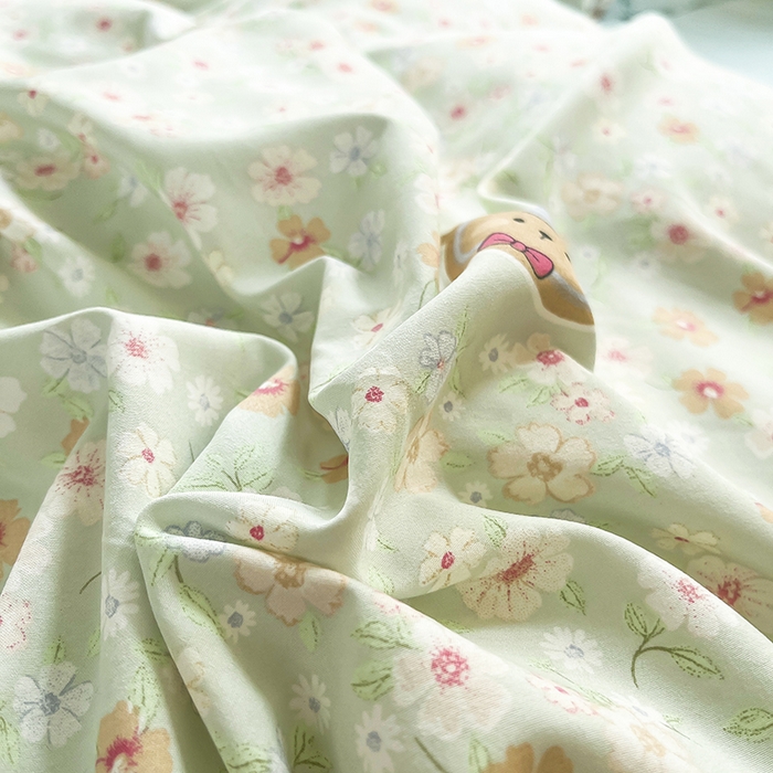 91家纺网 家纺一手货源 找家纺 帛洵家纺 2026新款110g超柔水洗宝宝有氧仿棉四件套（提供买家秀） 春田花花-绿