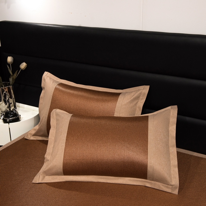 91家纺网 家纺一手货源 找家纺 倾慕家纺 2026新款A类刺绣冰藤席--床席款 刺绣小狗棕色床席款