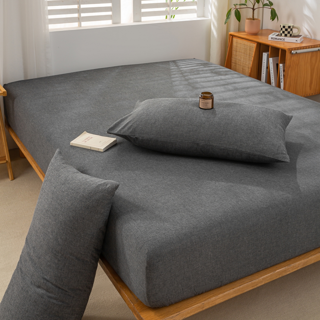 91家纺网 家纺一手货源 找家纺 恋人优选 2026新款全棉纯棉水洗棉单床笠床笠单件 深灰