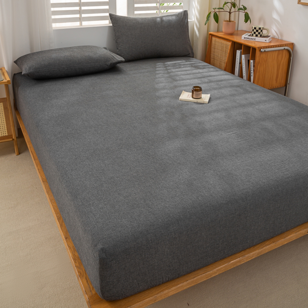 91家纺网 家纺一手货源 找家纺 恋人优选 2026新款全棉纯棉水洗棉单床笠床笠单件 深灰