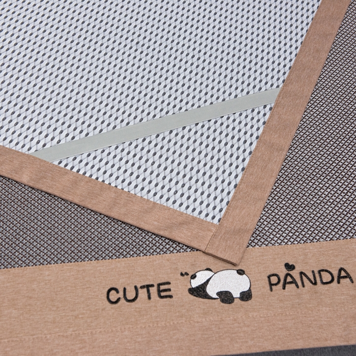 91家纺网 家纺一手货源 找家纺 倾慕家纺 2026新款A类刺绣冰藤席--床席款 刺绣熊猫银咖色床席款