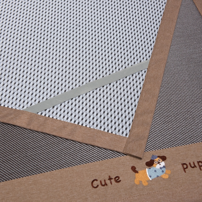 91家纺网 家纺一手货源 找家纺 倾慕家纺 2026新款A类刺绣冰藤席--床席款 刺绣小狗银咖色床席款