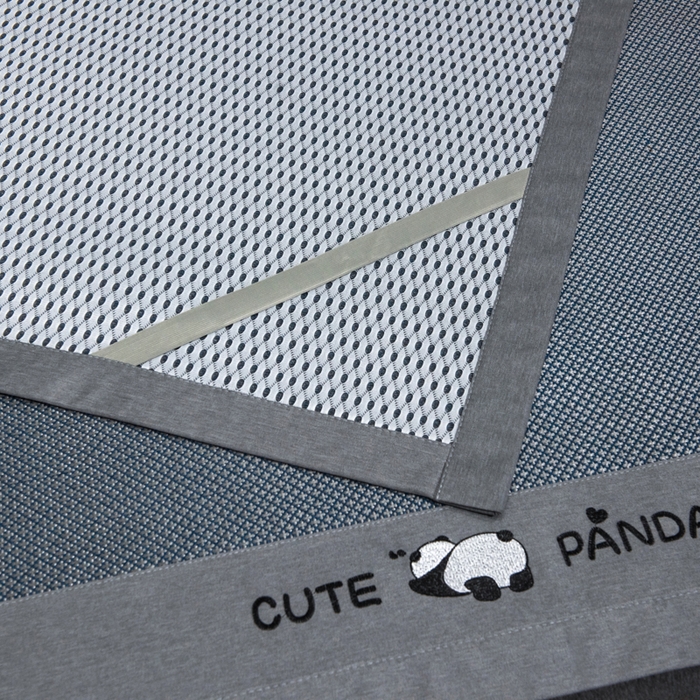 91家纺网 家纺一手货源 找家纺 倾慕家纺 2026新款A类刺绣冰藤席--床席款 刺绣熊猫蓝色床席款