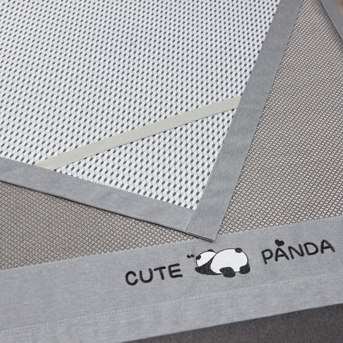 91家纺网 家纺一手货源 找家纺 倾慕家纺 2026新款A类刺绣冰藤席--床席款 刺绣熊猫灰色床席款