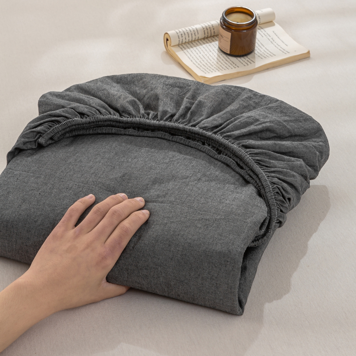 91家纺网 家纺一手货源 找家纺 恋人优选 2026新款全棉纯棉水洗棉单床笠床笠单件 深灰