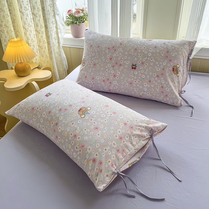 91家纺网 家纺一手货源 找家纺 帛洵家纺 2026新款110g超柔水洗宝宝有氧仿棉四件套（提供买家秀） 春田花花-紫