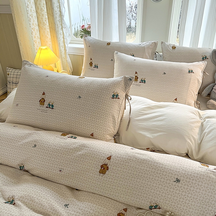 91家纺网 家纺一手货源 找家纺 帛洵家纺 2026新款110g超柔水洗宝宝有氧仿棉四件套（提供买家秀） 放松小兔