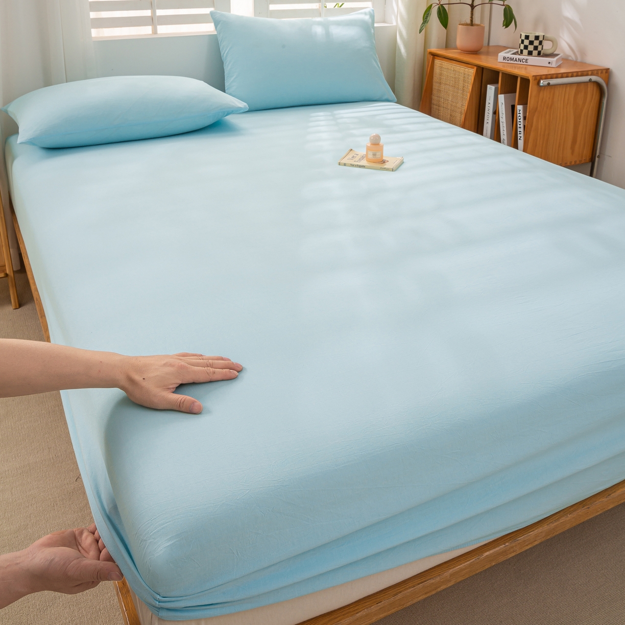 91家纺网 家纺一手货源 找家纺 恋人优选 2026新款全棉纯棉水洗棉单床笠床笠单件 天兰