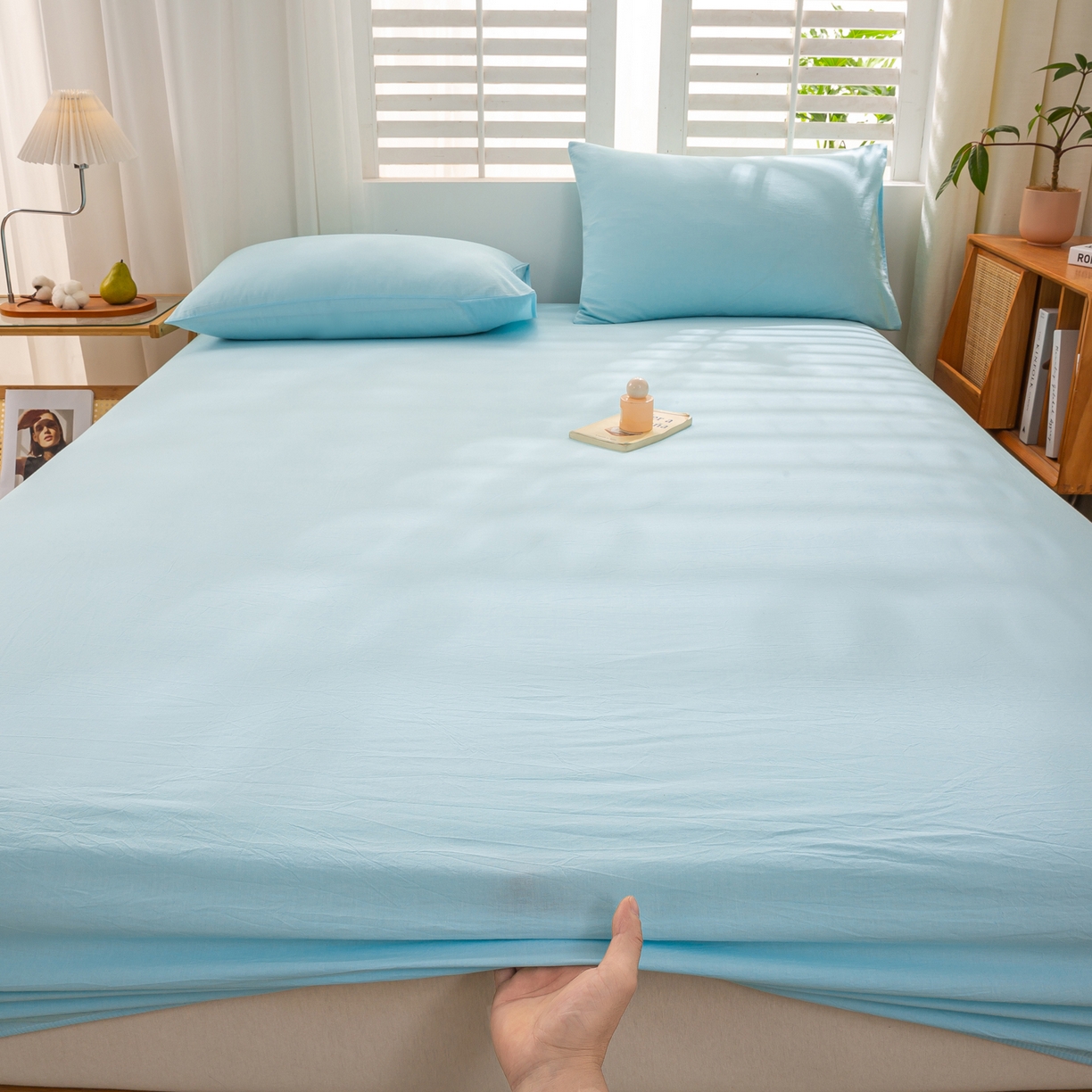 91家纺网 家纺一手货源 找家纺 恋人优选 2026新款全棉纯棉水洗棉单床笠床笠单件 天兰