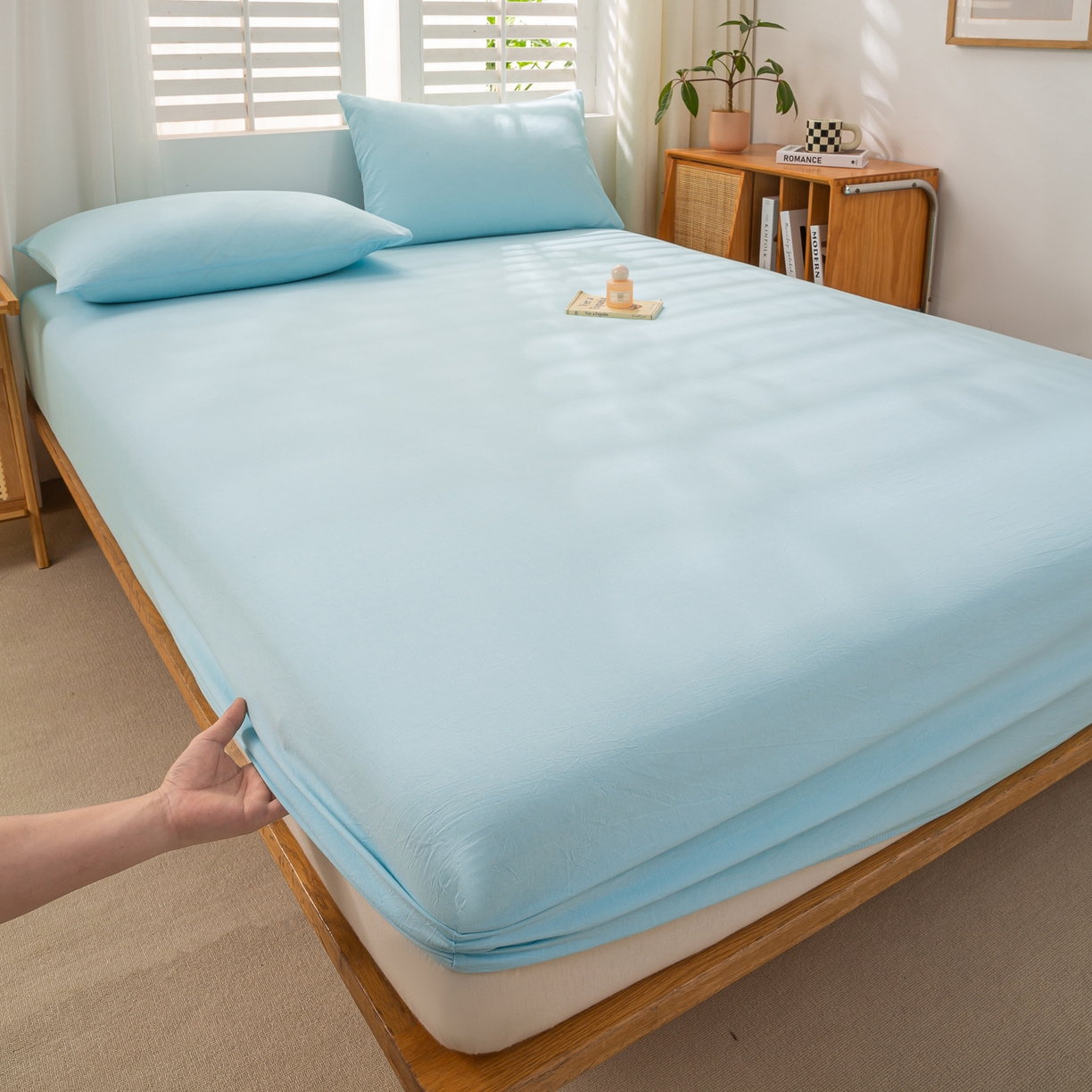 91家纺网 家纺一手货源 找家纺 恋人优选 2026新款全棉纯棉水洗棉单床笠床笠单件 天兰