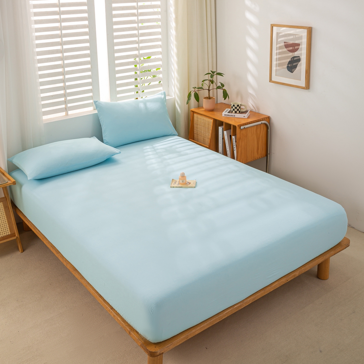 91家纺网 家纺一手货源 找家纺 恋人优选 2026新款全棉纯棉水洗棉单床笠床笠单件 天兰