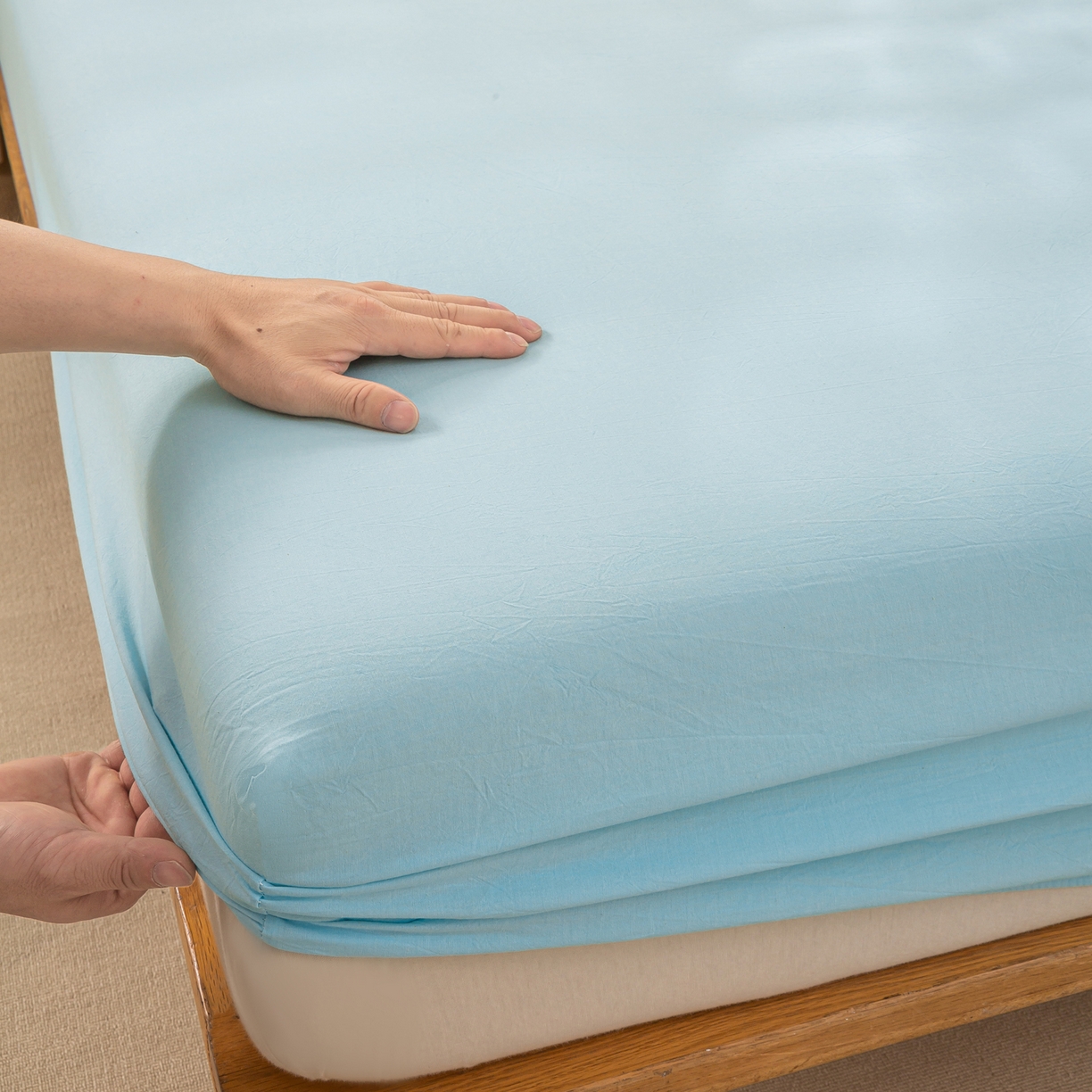 91家纺网 家纺一手货源 找家纺 恋人优选 2026新款全棉纯棉水洗棉单床笠床笠单件 天兰