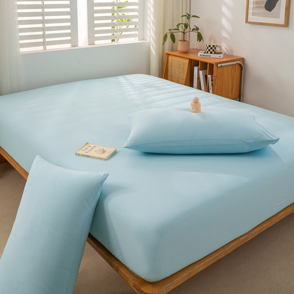 91家纺网 家纺一手货源 找家纺 恋人优选 2026新款全棉纯棉水洗棉单床笠床笠单件 天兰