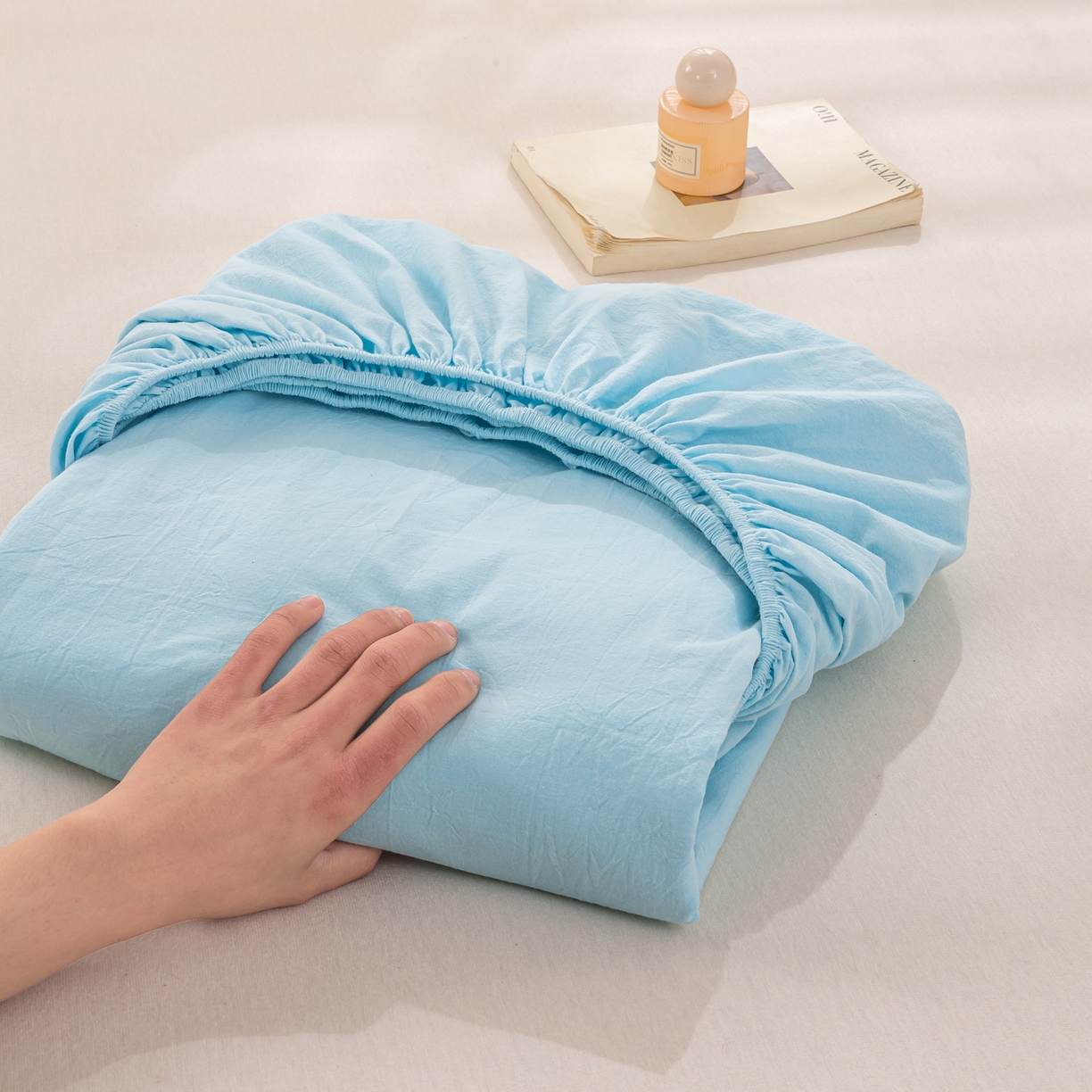 91家纺网 家纺一手货源 找家纺 恋人优选 2026新款全棉纯棉水洗棉单床笠床笠单件 天兰