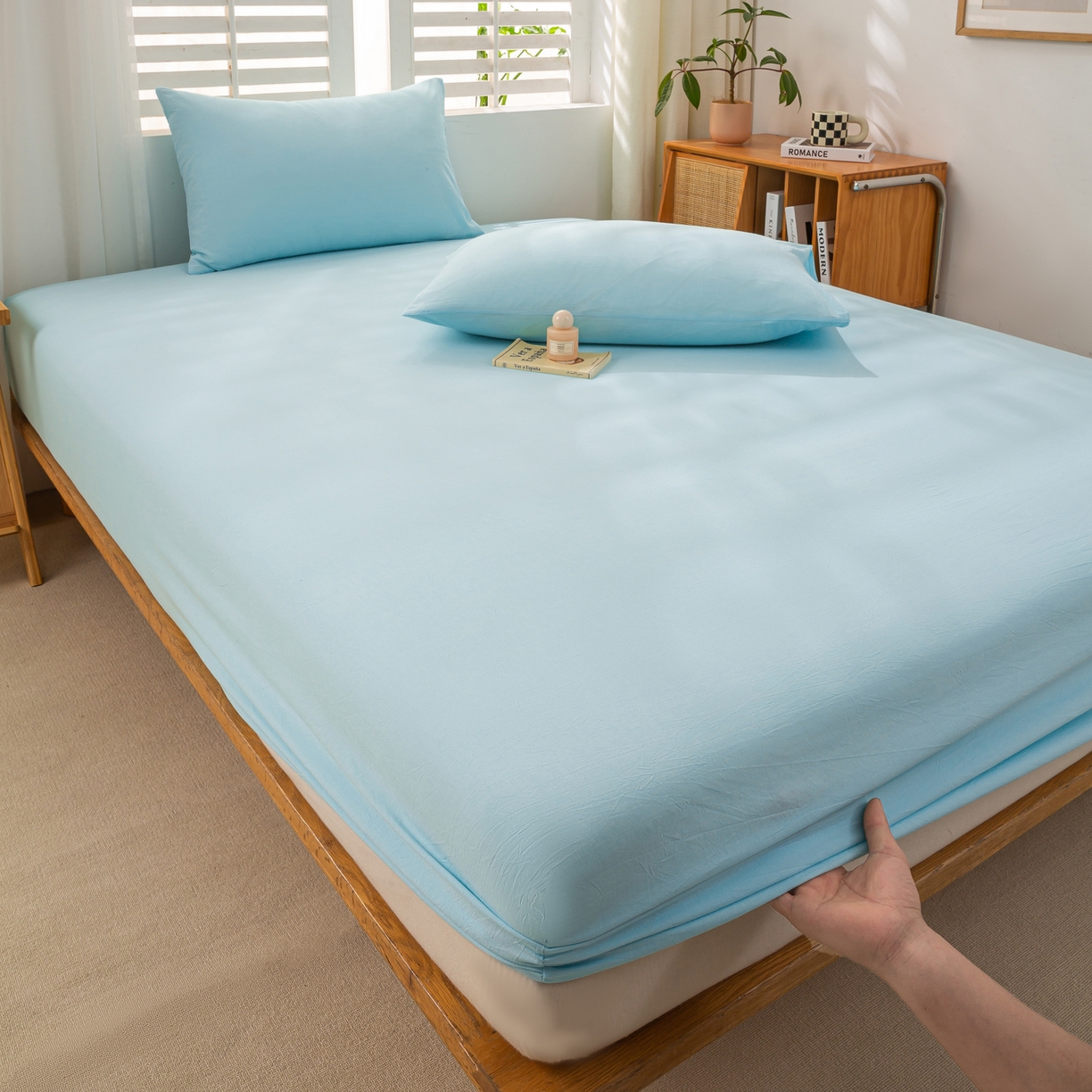 91家纺网 家纺一手货源 找家纺 恋人优选 2026新款全棉纯棉水洗棉单床笠床笠单件 天兰