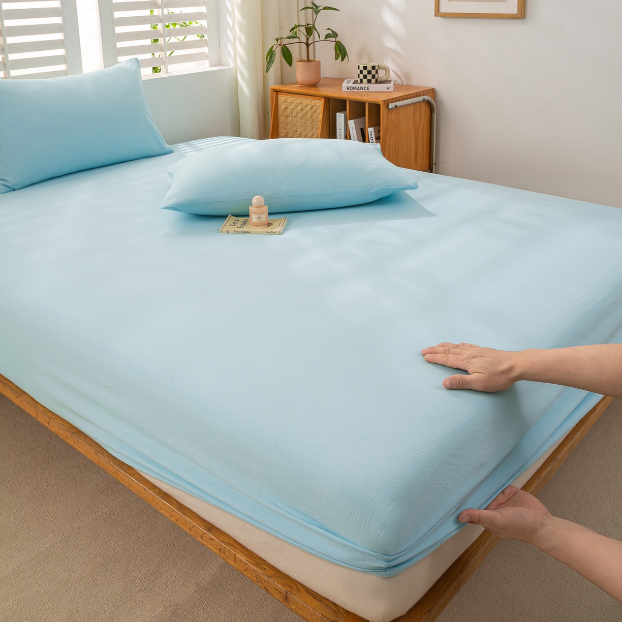 91家纺网 家纺一手货源 找家纺 恋人优选 2026新款全棉纯棉水洗棉单床笠床笠单件 天兰