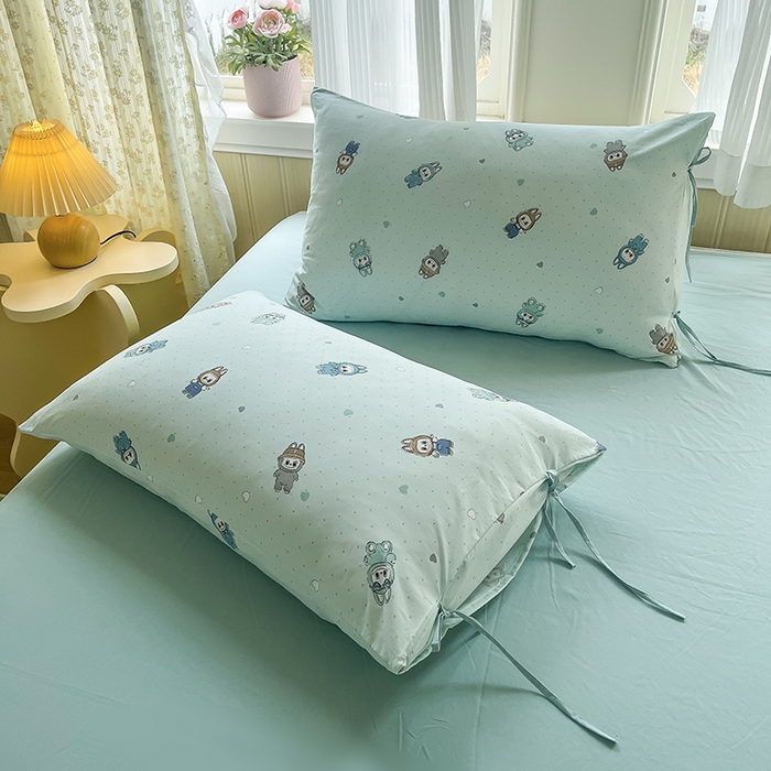 91家纺网 家纺一手货源 找家纺 帛洵家纺 2026新款110g超柔水洗宝宝有氧仿棉四件套（提供买家秀） 可爱拉布布