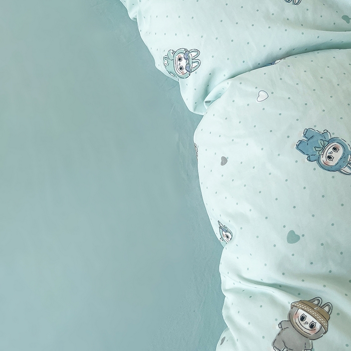 91家纺网 家纺一手货源 找家纺 帛洵家纺 2026新款110g超柔水洗宝宝有氧仿棉四件套（提供买家秀） 可爱拉布布