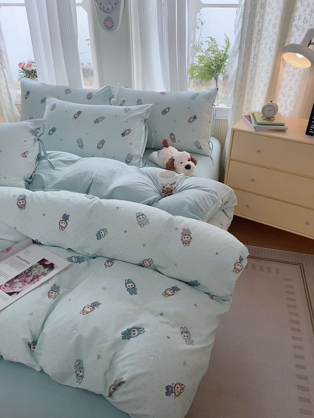 91家纺网 家纺一手货源 找家纺 帛洵家纺 2026新款110g超柔水洗宝宝有氧仿棉四件套（提供买家秀） 可爱拉布布