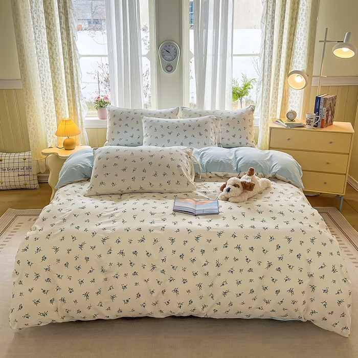 91家纺网 家纺一手货源 找家纺 帛洵家纺 2026新款110g超柔水洗宝宝有氧仿棉四件套（提供买家秀） 兰花草