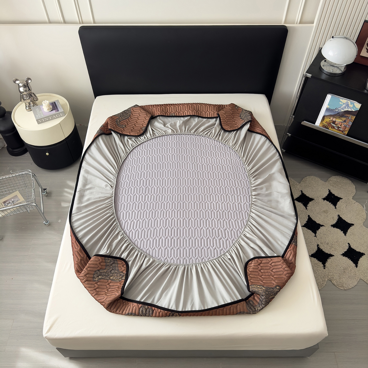 91家纺网 家纺一手货源 找家纺 久云居 2026新款0.05mm加厚乳胶凉席席子 中古豹床笠款