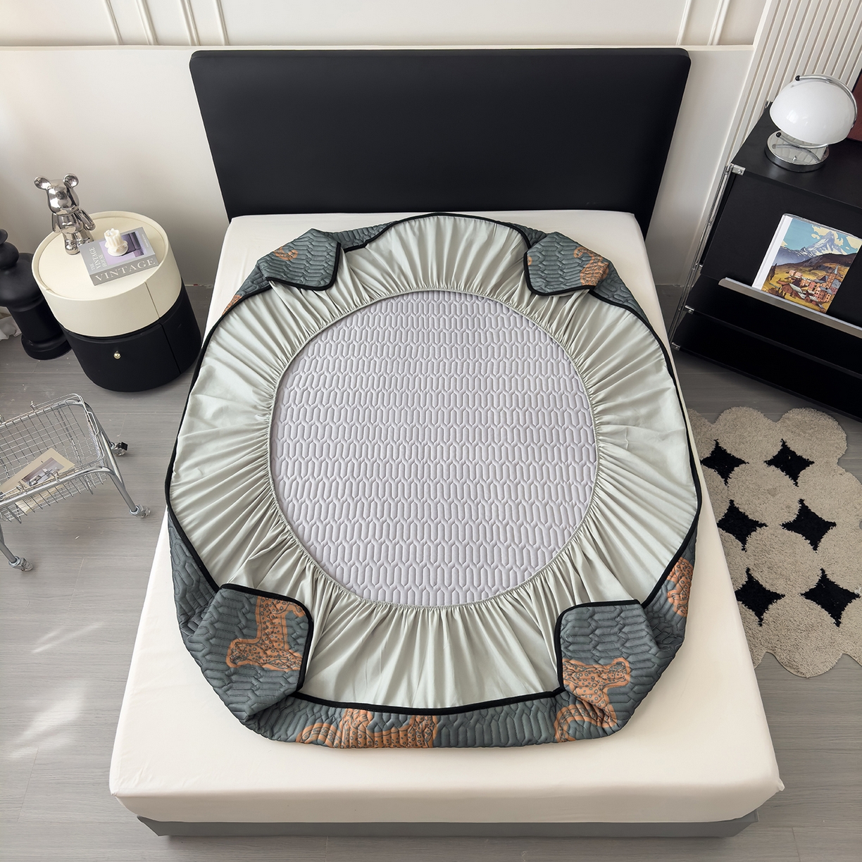 91家纺网 家纺一手货源 找家纺 久云居 2026新款0.05mm加厚乳胶凉席席子 金豹纳福床单款