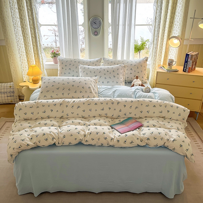 91家纺网 家纺一手货源 找家纺 帛洵家纺 2026新款110g超柔水洗宝宝有氧仿棉四件套（提供买家秀） 兰花草