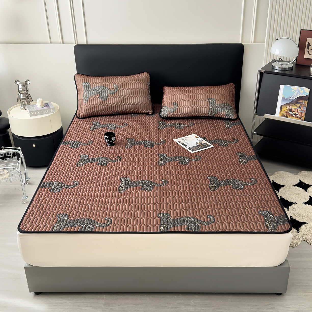 91家纺网 家纺一手货源 找家纺 久云居 2026新款0.05mm加厚乳胶凉席席子 中古豹床单款