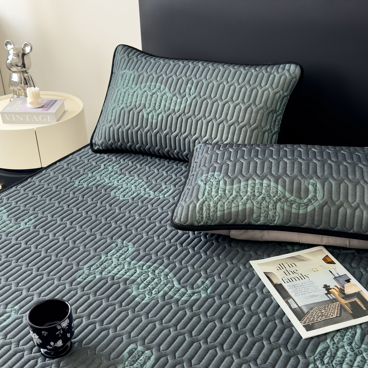 91家纺网 家纺一手货源 找家纺 久云居 2026新款0.05mm加厚乳胶凉席席子 翠影绿豹床单款