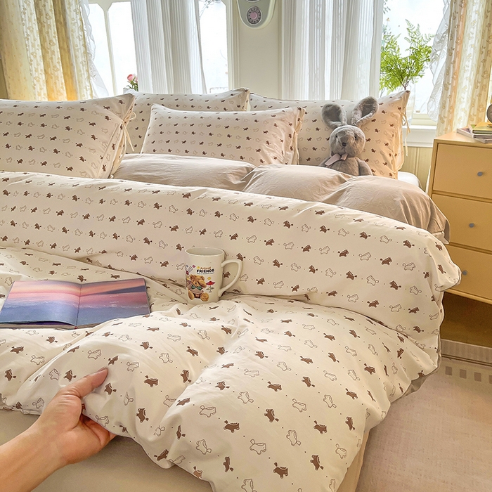 帛洵家纺 2026新款110g超柔水洗宝宝有氧仿棉四件套（提供买家秀） 马上好运-咖