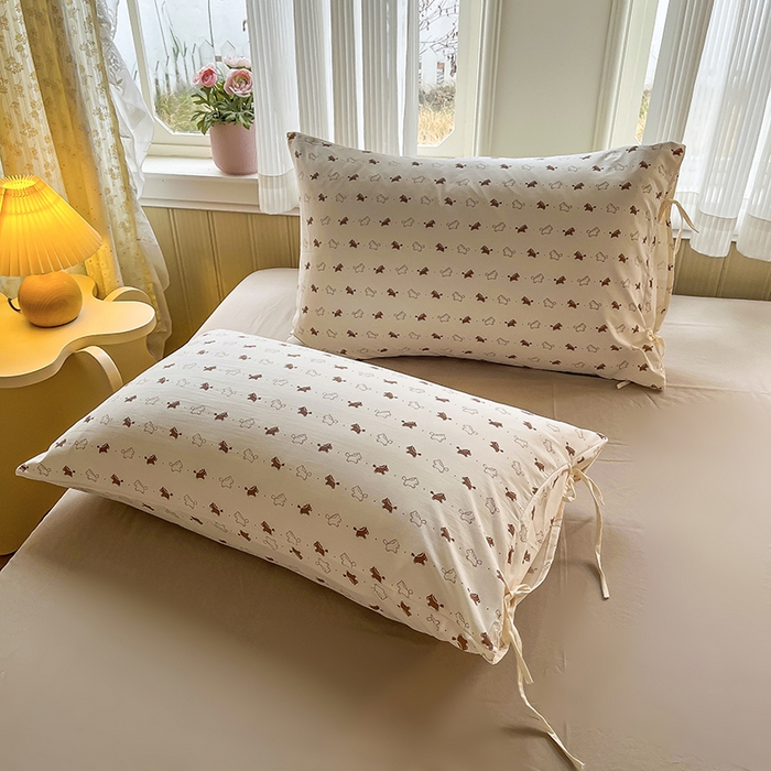 91家纺网 家纺一手货源 找家纺 帛洵家纺 2026新款110g超柔水洗宝宝有氧仿棉四件套（提供买家秀） 马上好运-咖