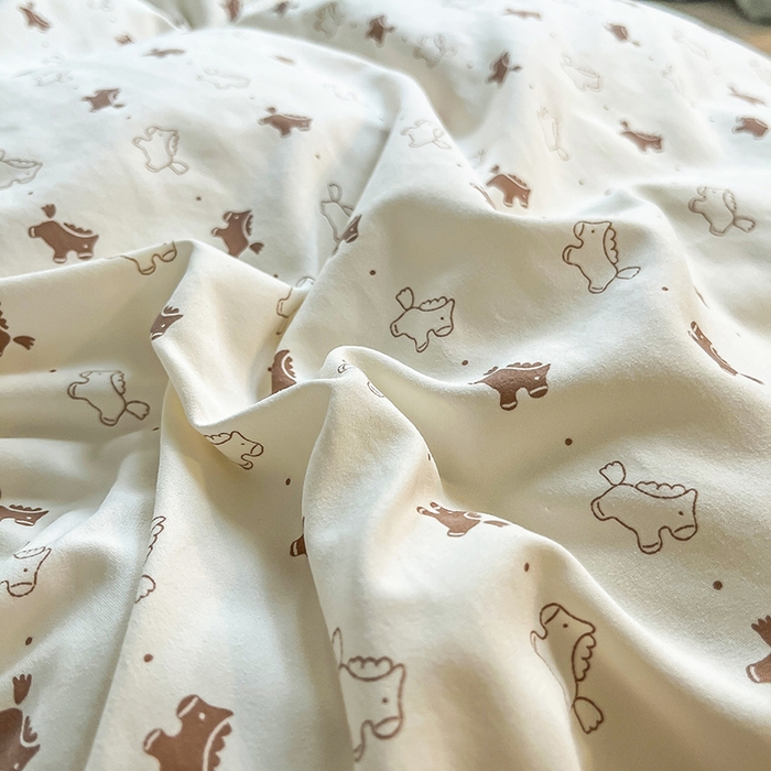 91家纺网 家纺一手货源 找家纺 帛洵家纺 2026新款110g超柔水洗宝宝有氧仿棉四件套（提供买家秀） 马上好运-咖