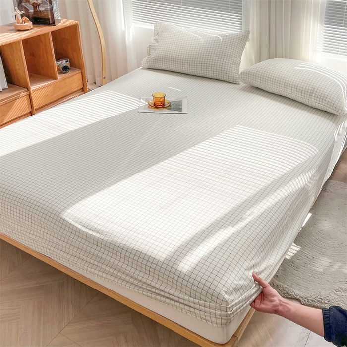 91家纺网 家纺一手货源 找家纺 恋人优选 2026新款全棉纯棉水洗棉单床笠床笠单件 小白格