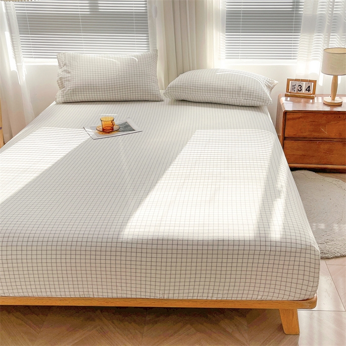 91家纺网 家纺一手货源 找家纺 恋人优选 2026新款全棉纯棉水洗棉单床笠床笠单件 小白格