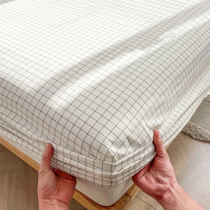 91家纺网 家纺一手货源 找家纺 恋人优选 2026新款全棉纯棉水洗棉单床笠床笠单件 小白格