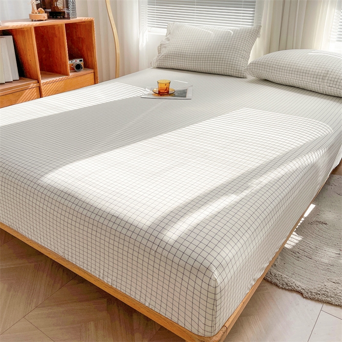 91家纺网 家纺一手货源 找家纺 恋人优选 2026新款全棉纯棉水洗棉单床笠床笠单件 小白格