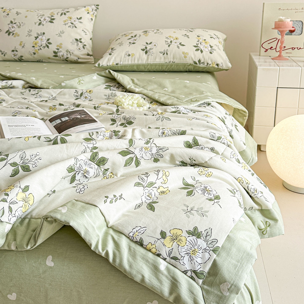 91家纺网 家纺一手货源 找家纺 梵克保罗 2026春夏新款10A抗菌全棉印花夏被被子被芯空调被四件套 花香雪