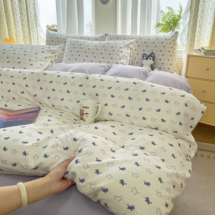 帛洵家纺 2026新款110g超柔水洗宝宝有氧仿棉四件套（提供买家秀） 马上好运-紫