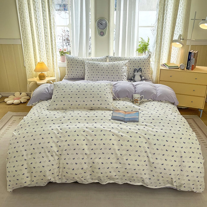 91家纺网 家纺一手货源 找家纺 帛洵家纺 2026新款110g超柔水洗宝宝有氧仿棉四件套（提供买家秀） 马上好运-紫