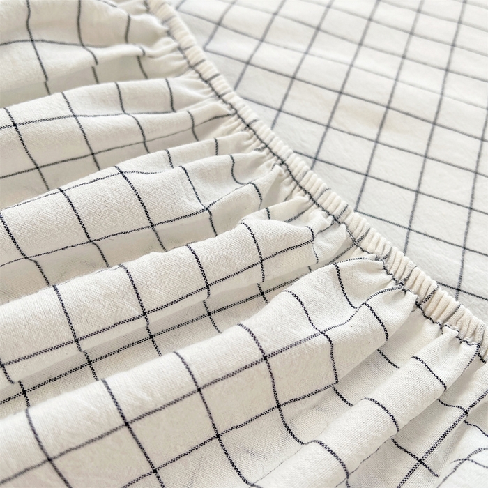 91家纺网 家纺一手货源 找家纺 恋人优选 2026新款全棉纯棉水洗棉单床笠床笠单件 小白格