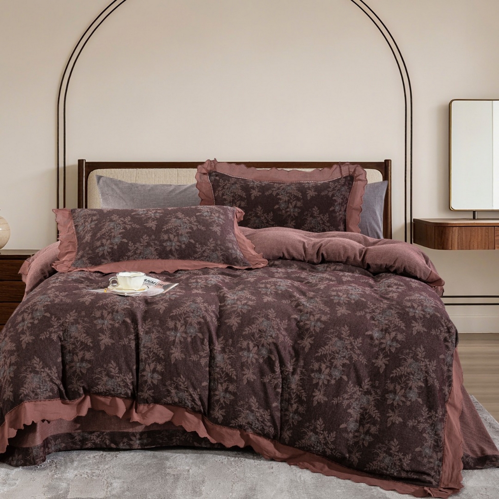 （总）双层纱家居 2026新款法式花边全棉纯棉色织提花双层纱四件套