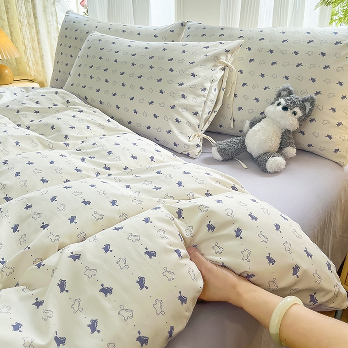 91家纺网 家纺一手货源 找家纺 帛洵家纺 2026新款110g超柔水洗宝宝有氧仿棉四件套（提供买家秀） 马上好运-紫