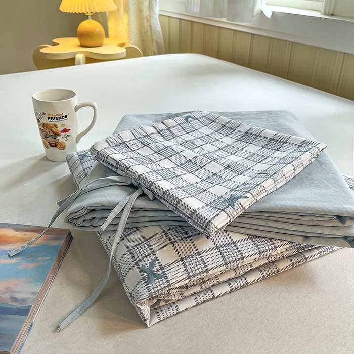 91家纺网 家纺一手货源 找家纺 帛洵家纺 2026新款110g超柔水洗宝宝有氧仿棉四件套（提供买家秀） 千鸟格格