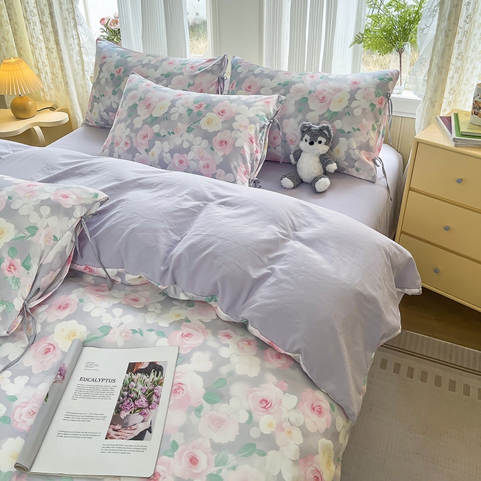 91家纺网 家纺一手货源 找家纺 帛洵家纺 2026新款110g超柔水洗宝宝有氧仿棉四件套（提供买家秀） 惬意午后-粉