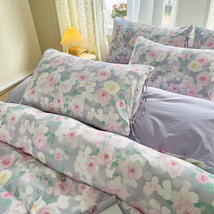 91家纺网 家纺一手货源 找家纺 帛洵家纺 2026新款110g超柔水洗宝宝有氧仿棉四件套（提供买家秀） 惬意午后-粉