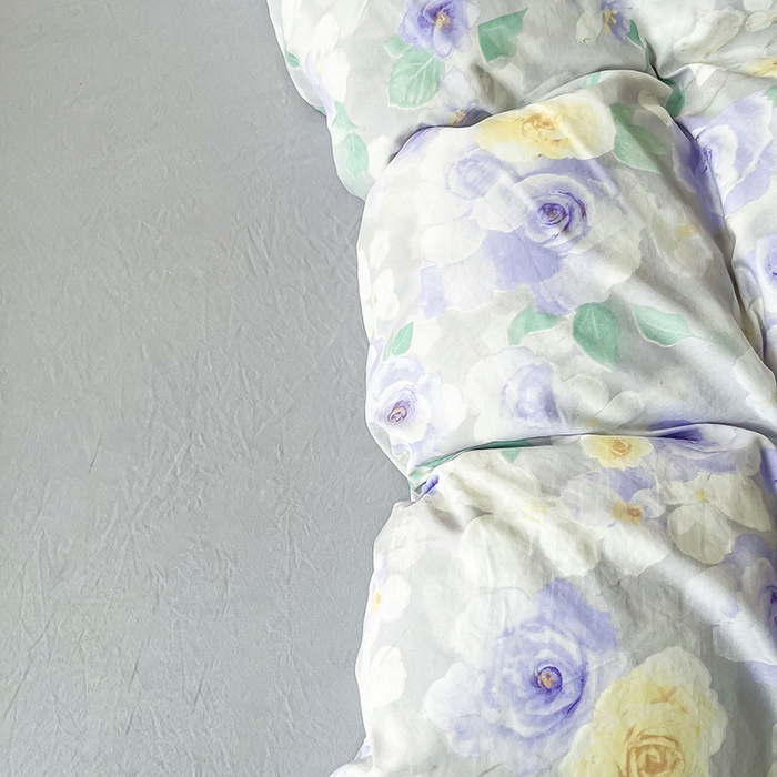 91家纺网 家纺一手货源 找家纺 帛洵家纺 2026新款110g超柔水洗宝宝有氧仿棉四件套（提供买家秀） 惬意午后-紫