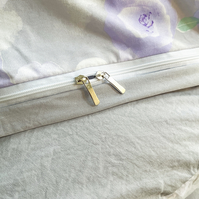 91家纺网 家纺一手货源 找家纺 帛洵家纺 2026新款110g超柔水洗宝宝有氧仿棉四件套（提供买家秀） 惬意午后-紫